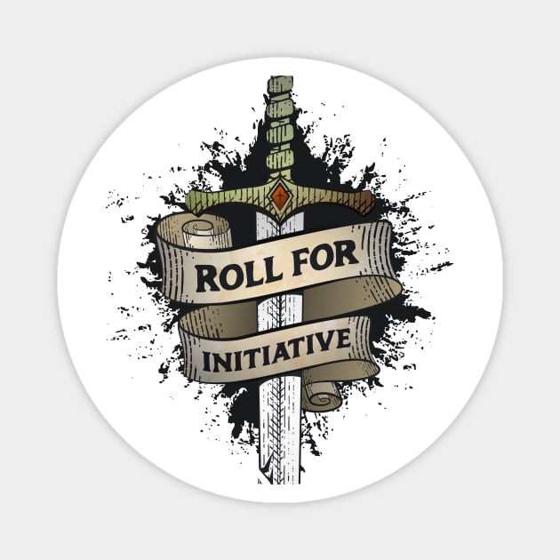 Roll for Initiative Broken Sword Vintage Magnet by Wolfkin Design